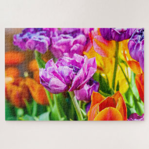 Puzzle Flores de tulipanes de loro morado asombroso