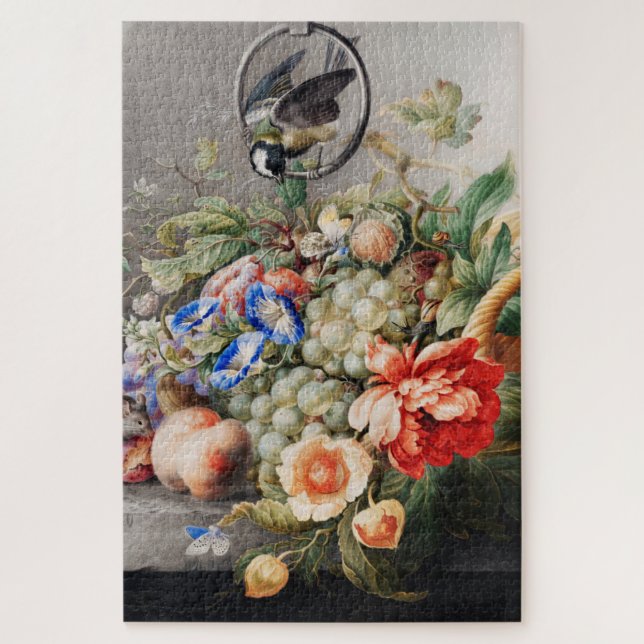 Puzzle Flores de vida y frutas arte clásico (Vertical)