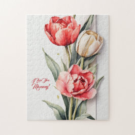 Puzzle Flores del día de la madre tulipanes acuarela