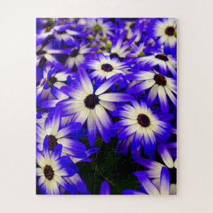 Puzzle Flores digitales azules y blancas brillantes