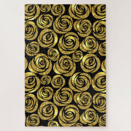 Puzzle Flores doradas sobre fondo negro