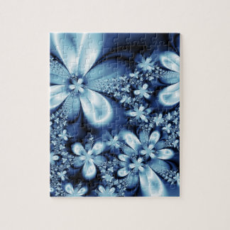 Puzzle Flores elegantes de seda azul oscuro cobalto