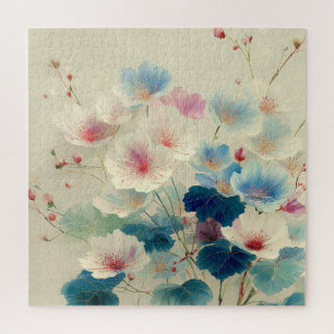 Puzzle Flores en Flor - Arte Botánico Suave en Pastel #1