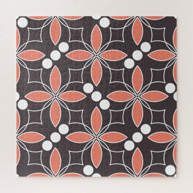Puzzle Flores geométricas, patrón artístico vintage. (Vertical)