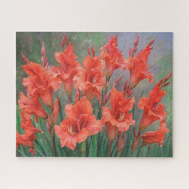 Puzzle Flores Gladiolos Capullos Rojos Imagen Floral (Horizontal)