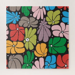 Puzzle Flores grandes sin foco retro floral
