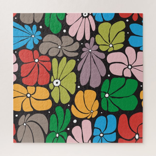 Puzzle Flores grandes sin foco retro floral (Vertical)