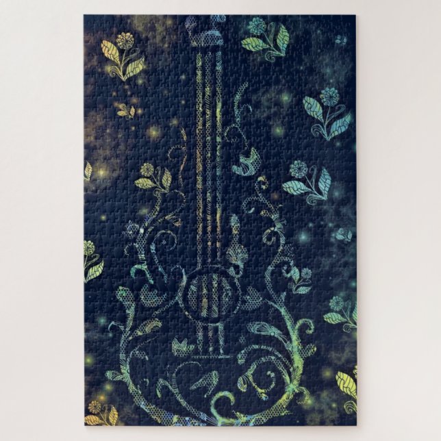 Puzzle Flores Guitarra Arte - Sonido romántico (Vertical)