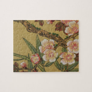 Puzzle Flores Japonesas Asiáticas de Flor de Cerezo Vinta