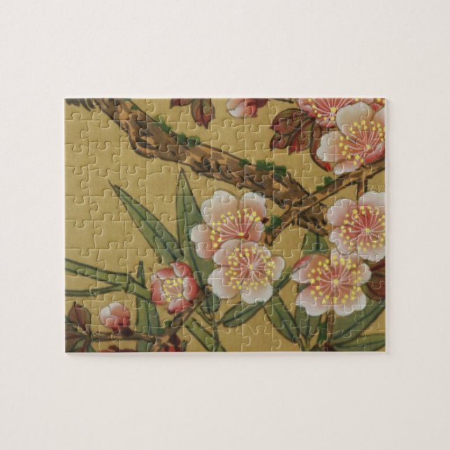 Puzzle Flores Japonesas Asiáticas de Flor de Cerezo Vinta (Horizontal)