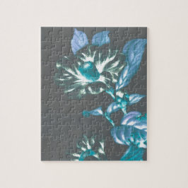 Puzzle Flores japonesas gris franco Verde azulado