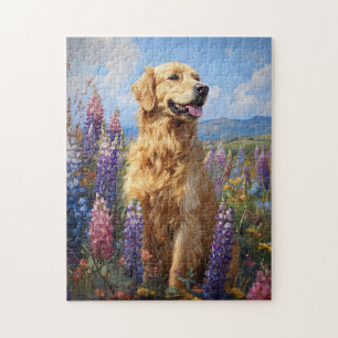 Puzzle Flores Lupine Golden Retriever
