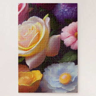 Puzzle Flores mixtas, coloridas, divertidas actividades f