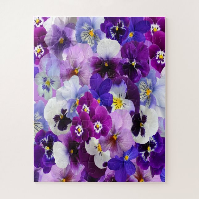 Puzzle Flores Moradas Azules Blancas Pensamientos  (Vertical)