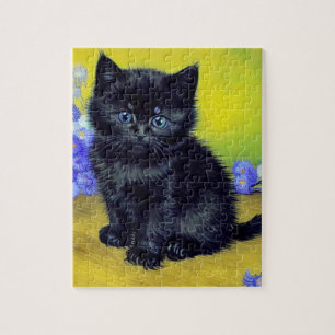 Puzzle Flores moradas de gato negro Van Gogh