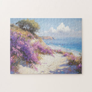 Puzzle Flores moradas en la playa