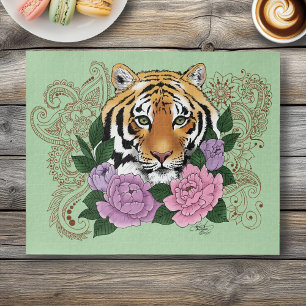 Puzzle Flores moradas rosadas del tigre Henna