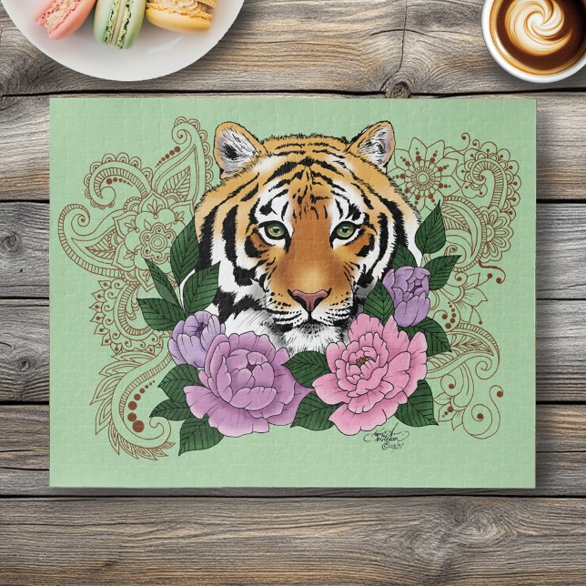 Puzzle Flores moradas rosadas del tigre Henna (Subido por el creador)