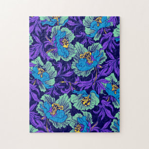 Puzzle Flores moradas y azules William Morris