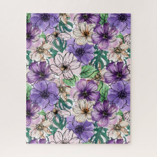 Puzzle Flores moradas y rosas