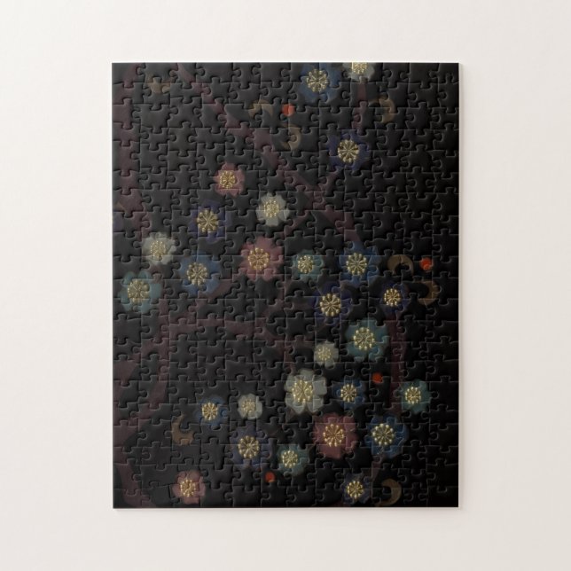 Puzzle Flores Multicolores Sobre Negro (Vertical)
