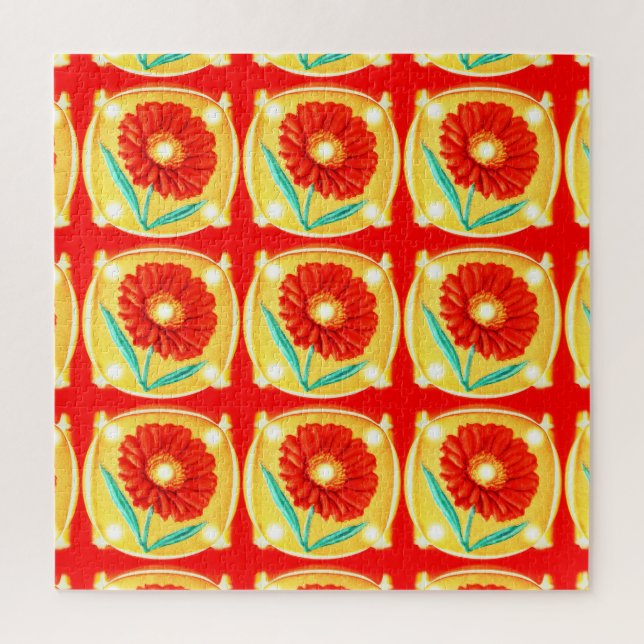 Puzzle Flores naranjas arte floral (Vertical)