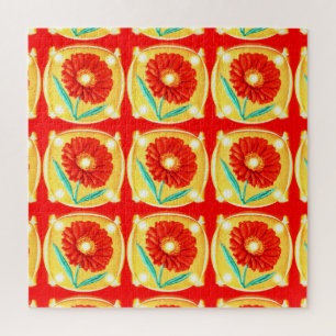 Puzzle Flores naranjas de arte floral