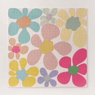 Puzzle Flores onduladas Pastel Retro
