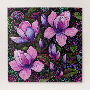 Puzzle 🧩 Flores Purpúreas Jardín Floral Regalo Relajante