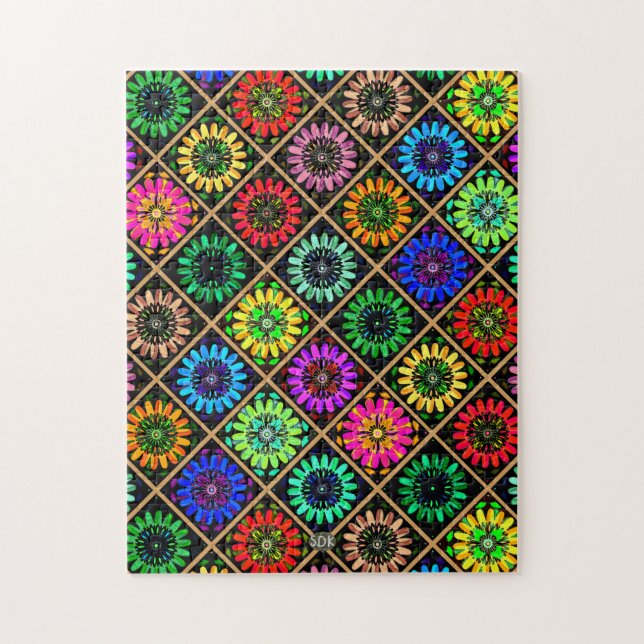 Puzzle Flores radiantes abstractas con floraciones surrea (Vertical)