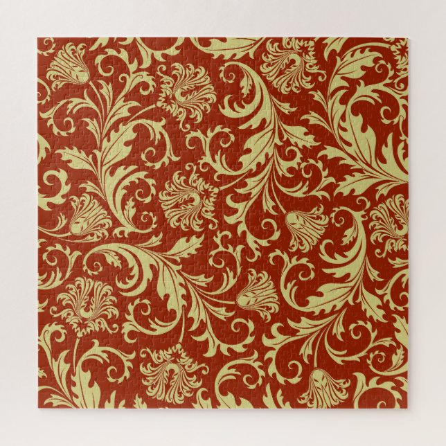 Puzzle Flores retro: fondo de patrón vintage. (Vertical)