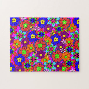 Puzzle Flores retro hippy