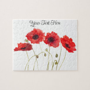 Puzzle Flores rojas acuarela Flor silvestre J
