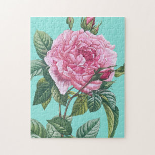 Puzzle Flores rosas rosas con hojas verdes