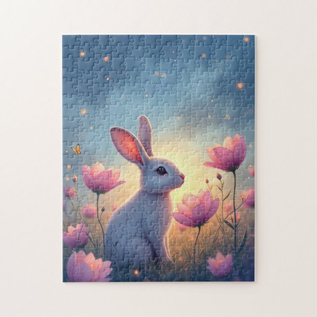 Puzzle Flores salvajes Bunny Whimsical (Vertical)
