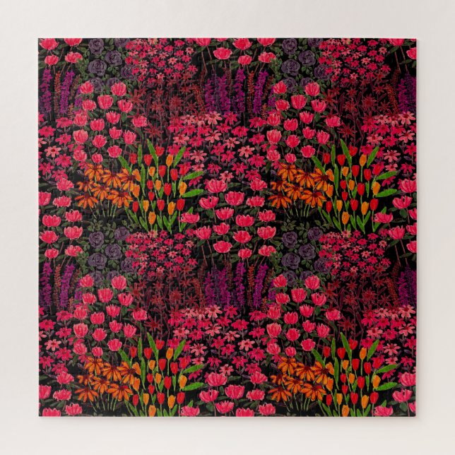 Puzzle Flores silvestres artísticas: Patrón floral dibuja (Vertical)