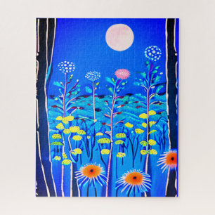 Puzzle Flores silvestres bajo una luna llena
