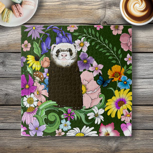Puzzle Flores silvestres de hurón sable lindo bosque verd