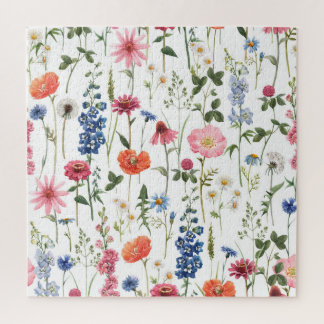 Puzzle Flores silvestres de verano, acuarela sin costuras