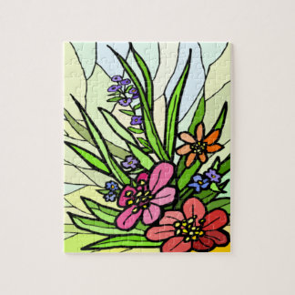 Puzzle Flores silvestres de vidrio de manta
