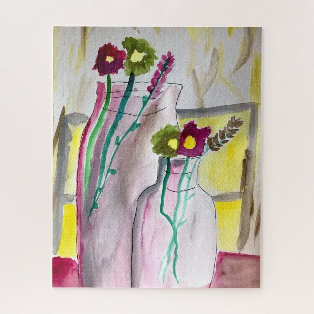 Puzzle Flores silvestres en arte abstracto en jarrones (Vertical)