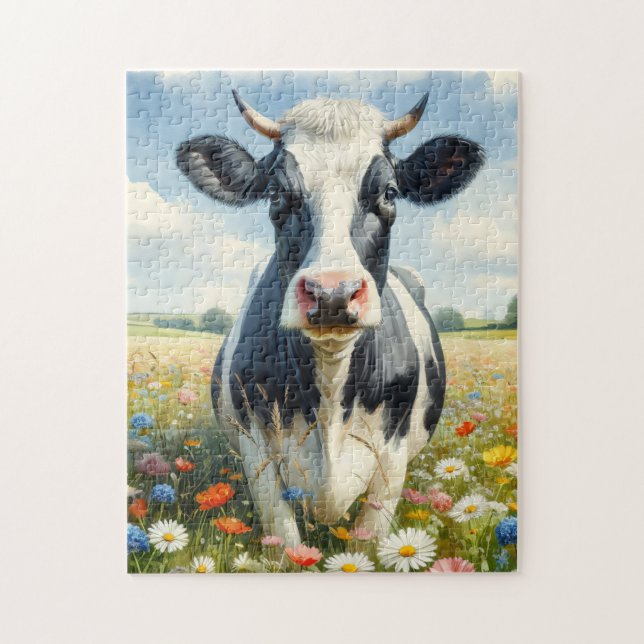 Puzzle Flores silvestres Holstein Dairy Cow (Vertical)