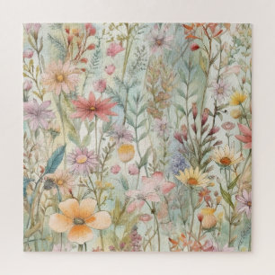 Puzzle Flores silvestres pastel rústico campestre Verde s