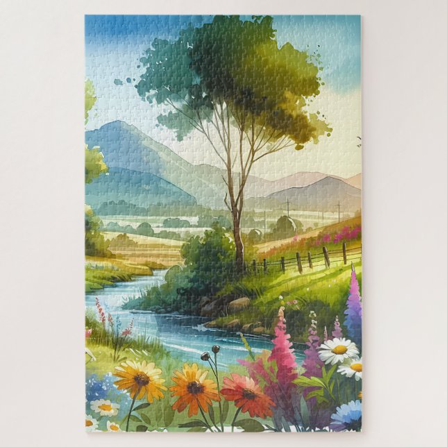 Puzzle Flores silvestres y arroyo en Spring Valley (Vertical)