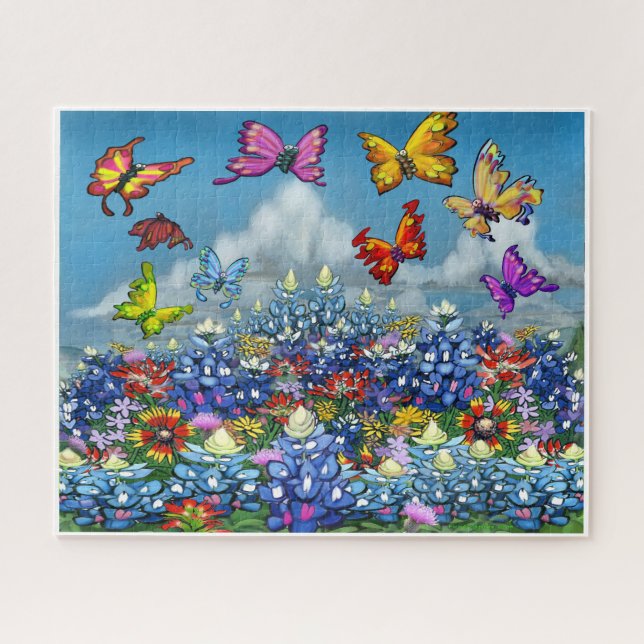 Puzzle Flores silvestres y mariposas (Horizontal)
