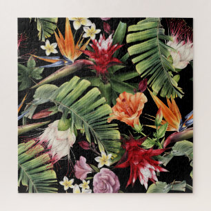 Puzzle Flores tropicales: acuarela sin costura floral
