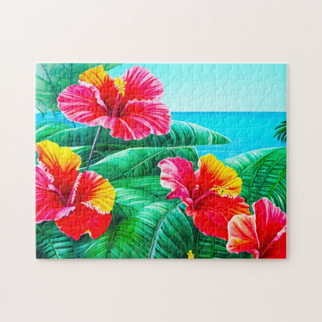 Puzzle Flores tropicales de Hibiscus hawaiano (Horizontal)
