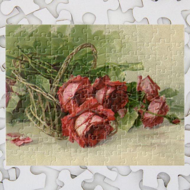 Puzzle Flores victorianas vintage, rosas rojas (Subido por el creador)