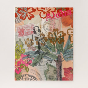 Puzzle Flores Vintage Hula Coloridas Hawaianas Tropicales