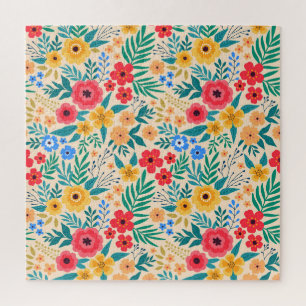 Puzzle Flores Vintage, Pequeñas Flores Coloridas.
